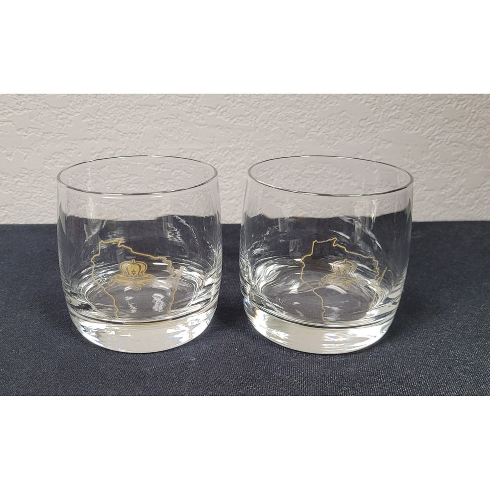 Crown Royal State Series Wisconsin Whiskey Glasses Gold Logo - Set of 2